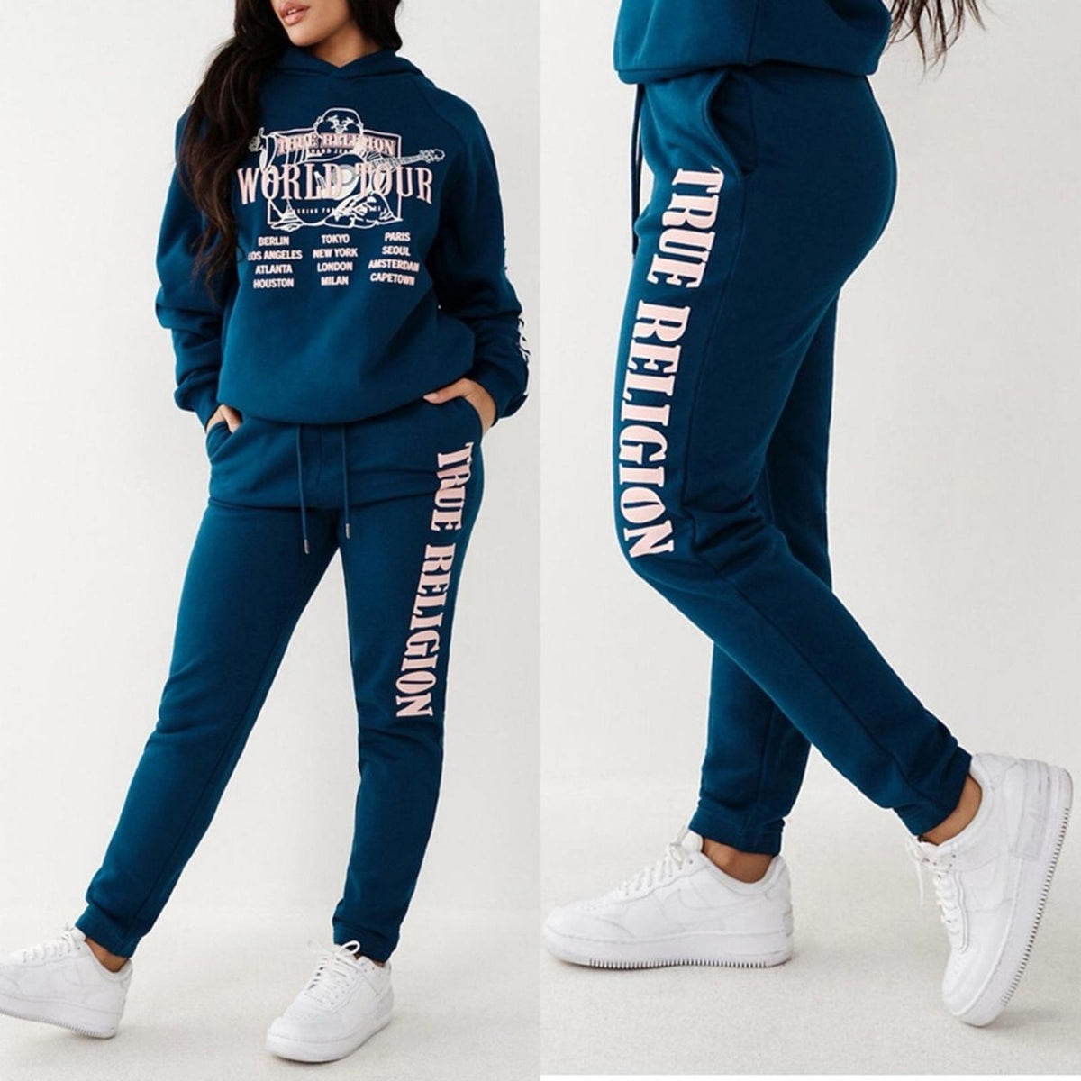 NWT True Religion Teal World Tour Boyfriend Joggers Size L New w/Tag Retail $109