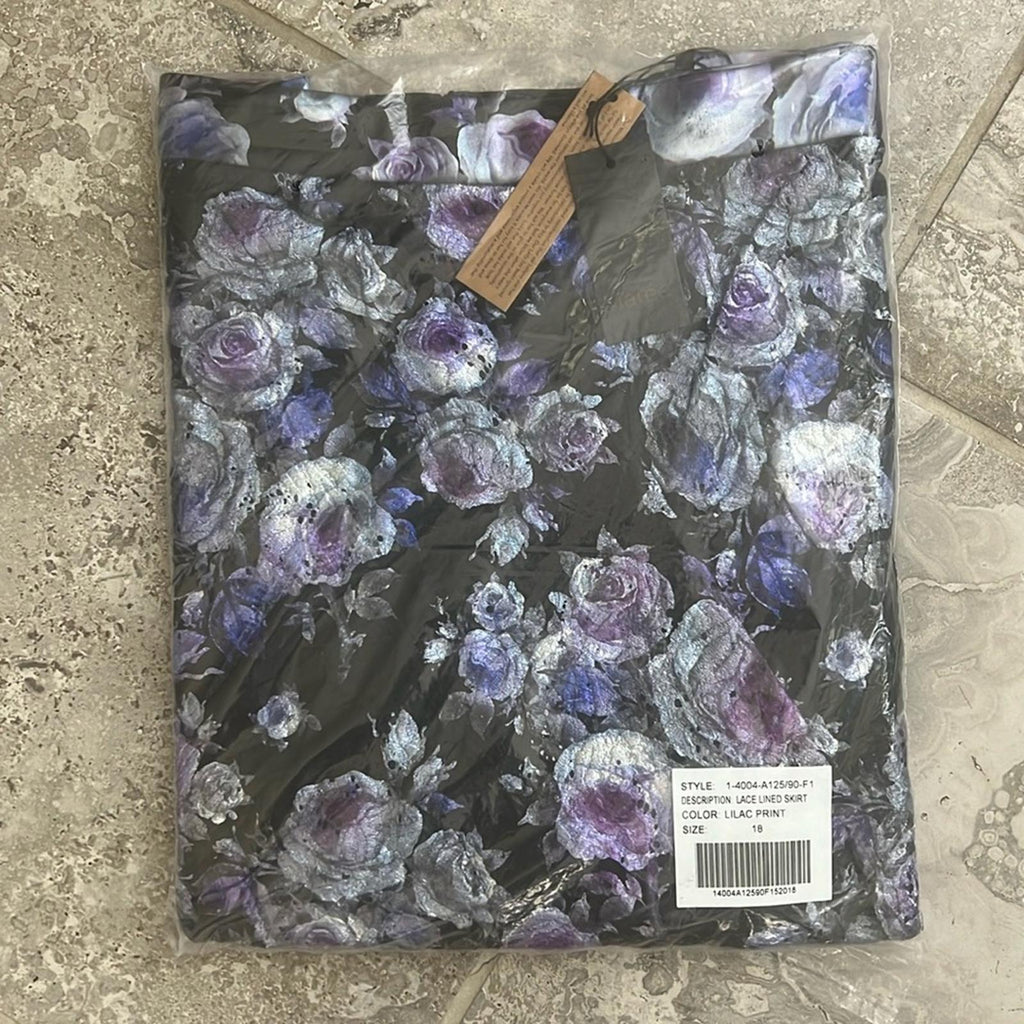 Marée Pour Toi Lace Lined Skirt Lilac Print, Size 18 New w/Tag