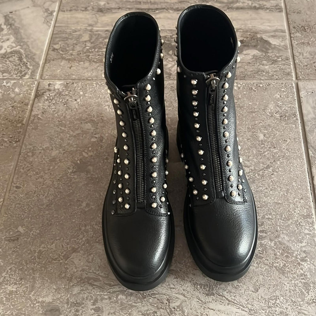 Jimmy Choo Nola Embellished Ankle Boots in Black Size 37.5 New + DustBag $1395