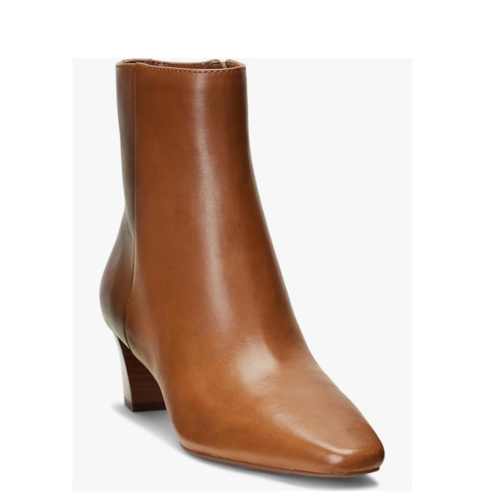 Lauren Ralph Lauren Willa Elegant Tan Leather Ankle Boots, Size 6/36.5 NEW $175