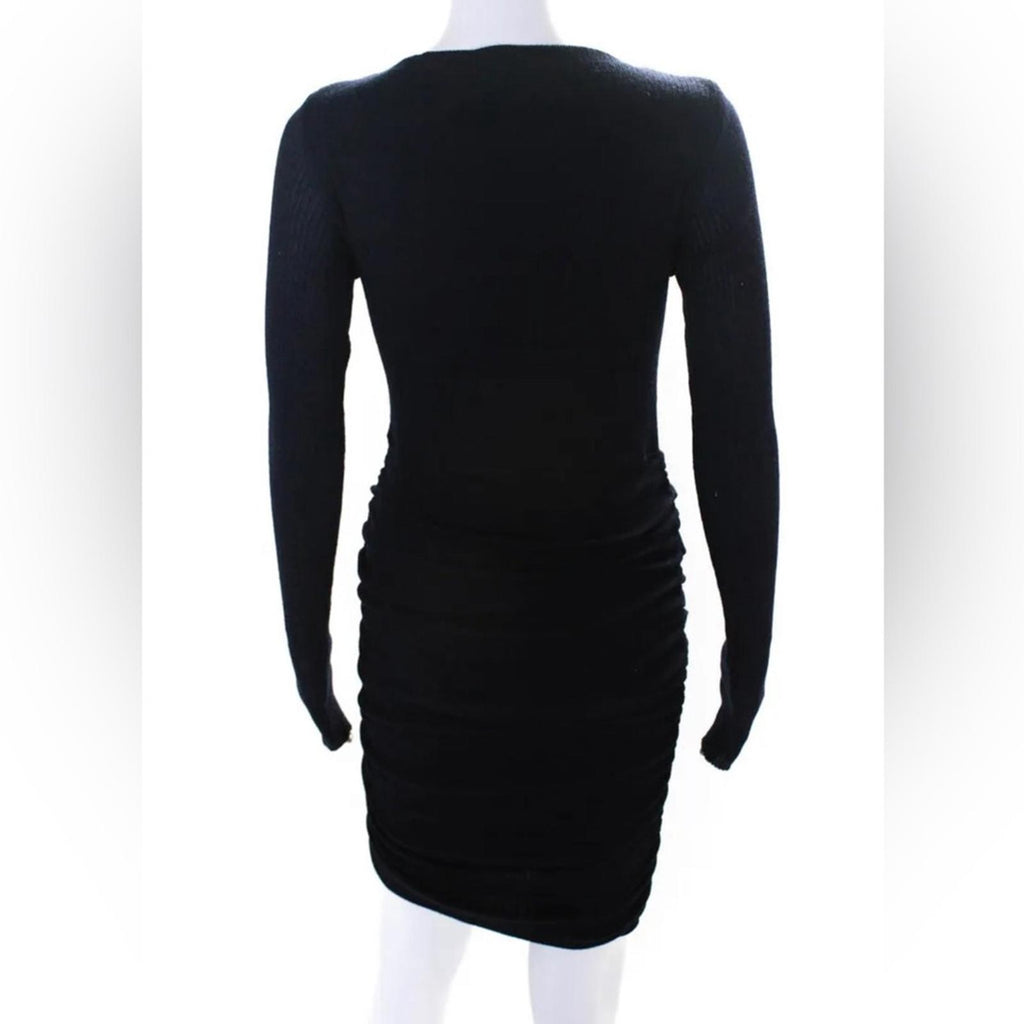 Maje Tight-Knit Long Sleeve Ruched Sweater Dress in Navy, Size 1 (S) Retail $345