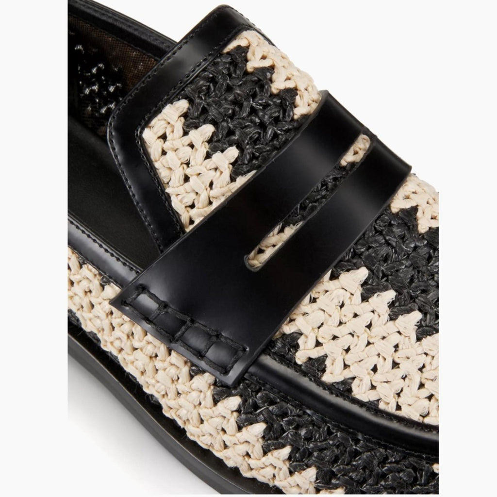 3.1 Phillip Lim Alexa Raffia & Leather Penny Loafers in Antique White/Black NEW