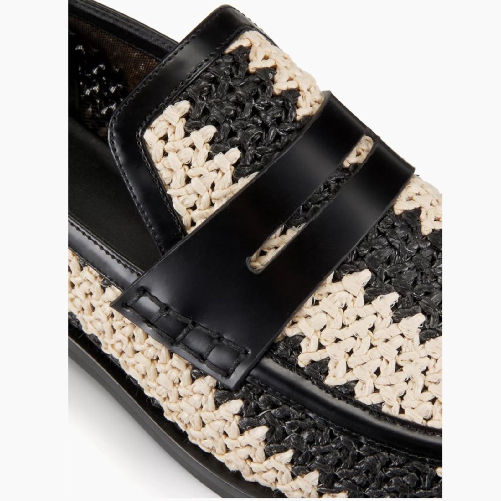3.1 Phillip Lim Alexa Raffia & Leather Penny Loafers in Antique White/Black NEW