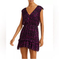 Ramy Brook Romina Printed Mini Cocktail Dress in Plum/Black, Size 6 NWT $495