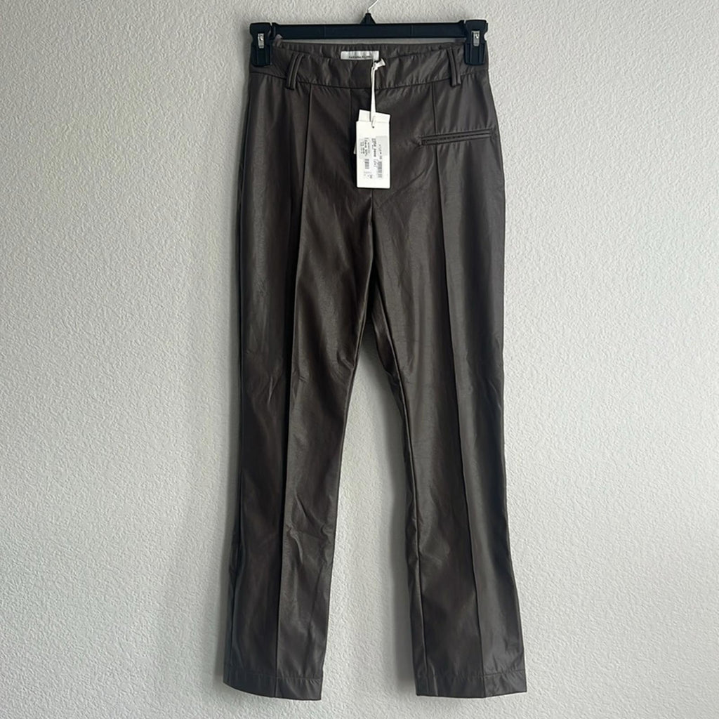 Fabiana Filippi Faux Leather Ankle Pants in Brown, Size IT38 UK6 US2 NWT $735