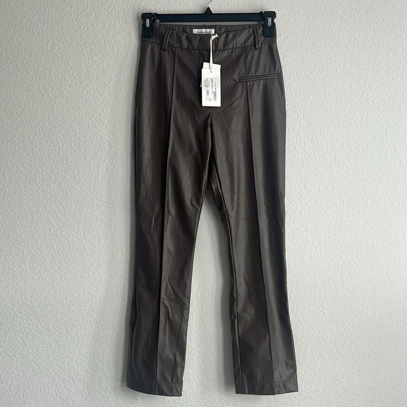 Fabiana Filippi Faux Leather Ankle Pants in Brown, Size IT38 UK6 US2 NWT $735