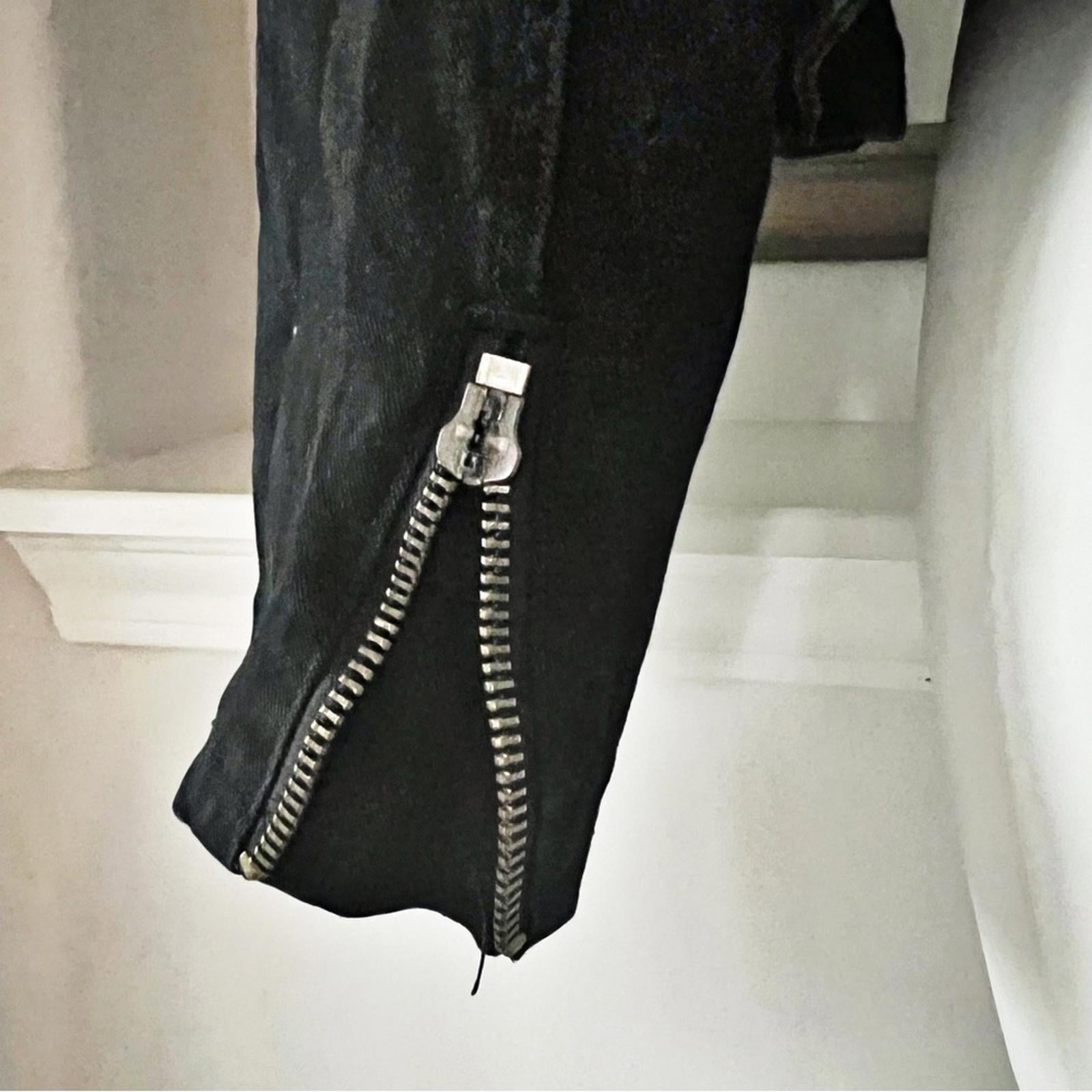 Anthropologie’s Sanctuary Ruffle Collar Denim Moto Jacket, Black Size S