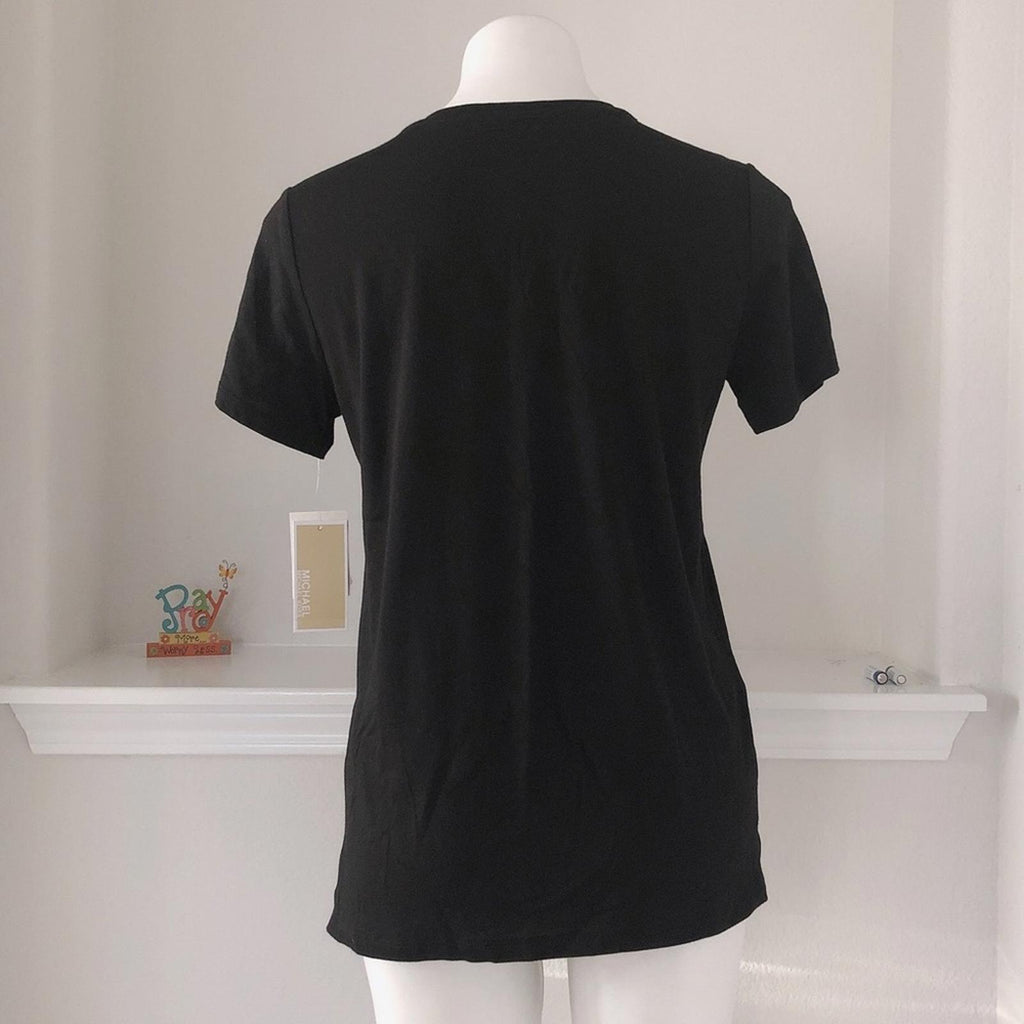 NWT Michael Kors Limited Edition Scarlet Red Short Sleeve Tee in Black Size M