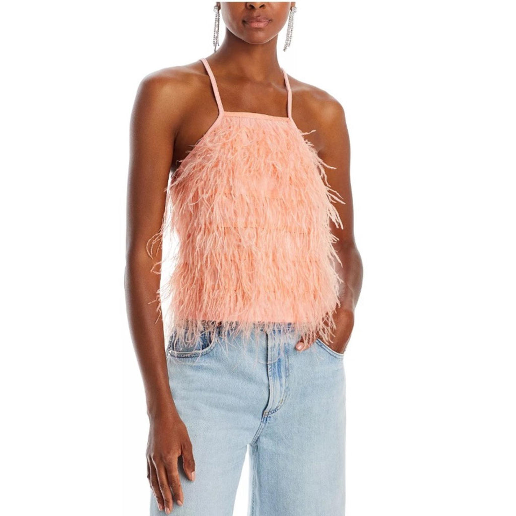 Lucy Paris Aida Feather Top, Peach Size S New w/Tag