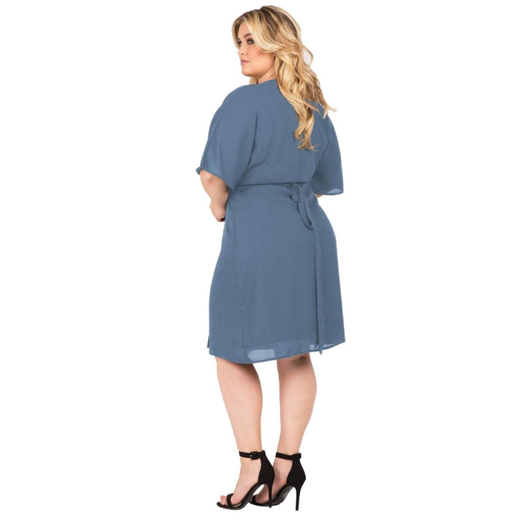 NEW Standards & Practices V-Neck Kimono Wrap Dress in Slate Blue, Size 1X NWOT