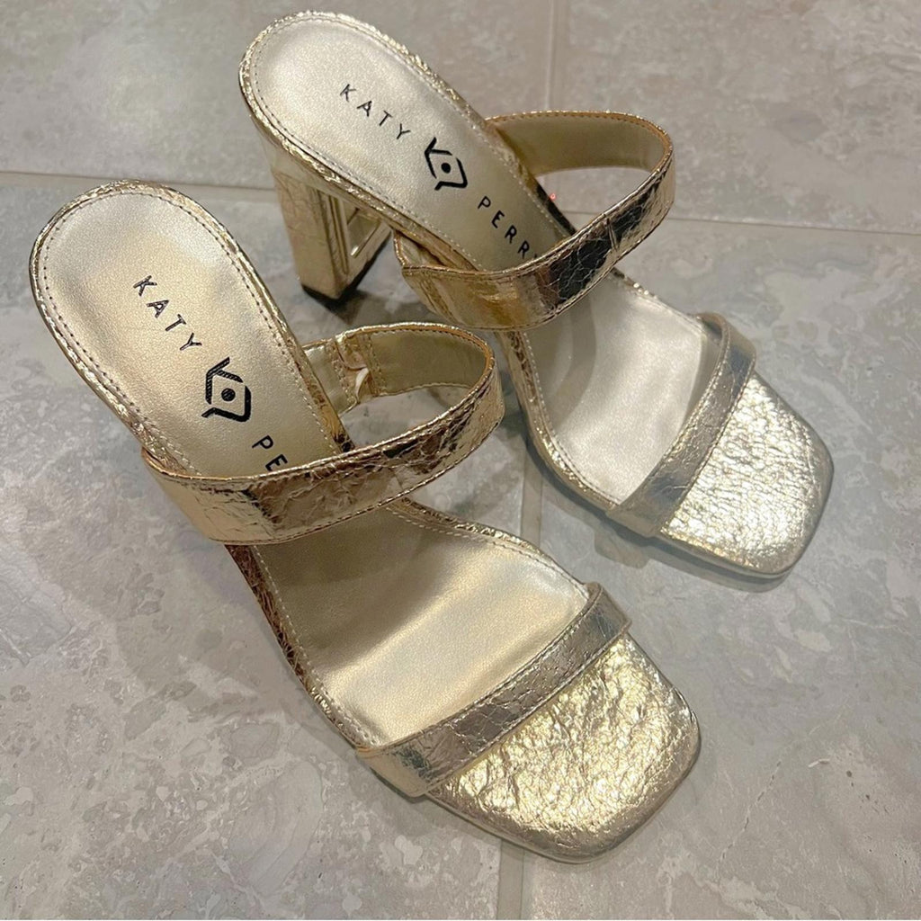 Katy Perry The Hollow Heel Sandal in Gold, Size 7M/37 New in Box Retail $109