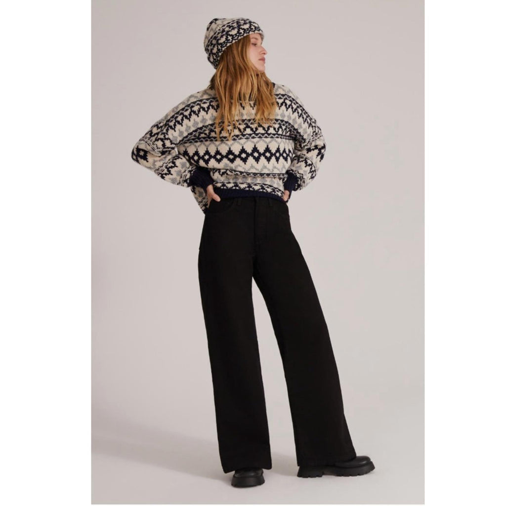 Favorite Daughter ‘Tis The Season Sweater &Hat Set, Blue/Grey Fair Isle Sz M NWT
