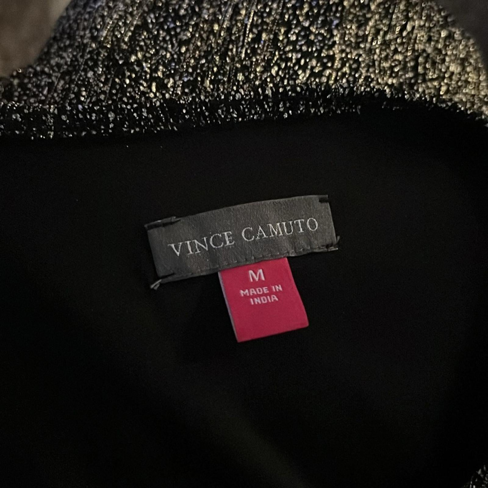 Vince Camuto Metallic Crossover Top, Rich Black Sparkle & Shine Size M New w/Tag