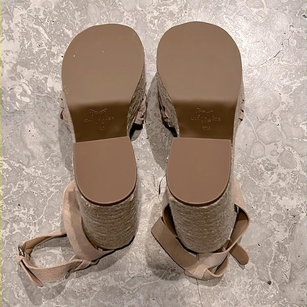 Marc Fisher LTD Odilia Lattice Platform Sandals in Light Natural Size 10 NEW