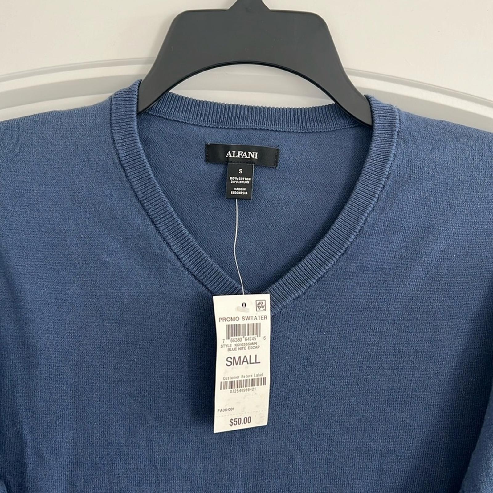 Alfani Men’s Heathered Knit Sweater in Blue Nite Size S, New w/Tag