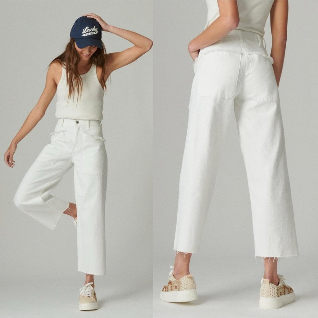 Lucky Brand Lucky Legend HighRise Wide Leg Pants Jeans, White Size 2/26 NWT $149