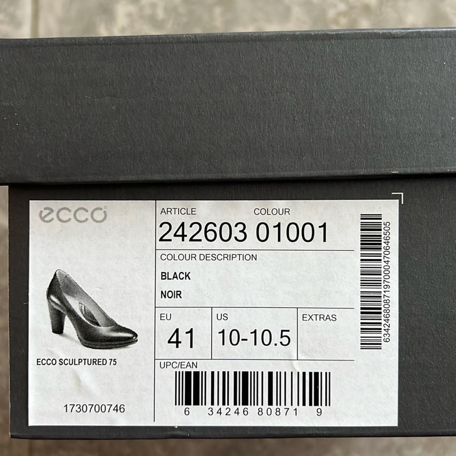 Ecco Sculptured 75 Black Leather Pump Heels, Size EU 41 | US 10-10.5 New in Box