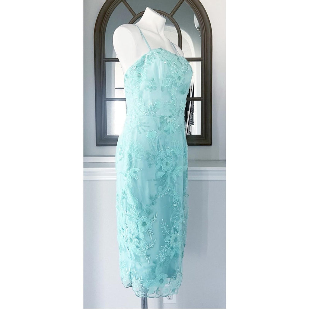 Dress the Population Josselyn Sequin Floral Body-con Dress, Mint Size M NWT $328