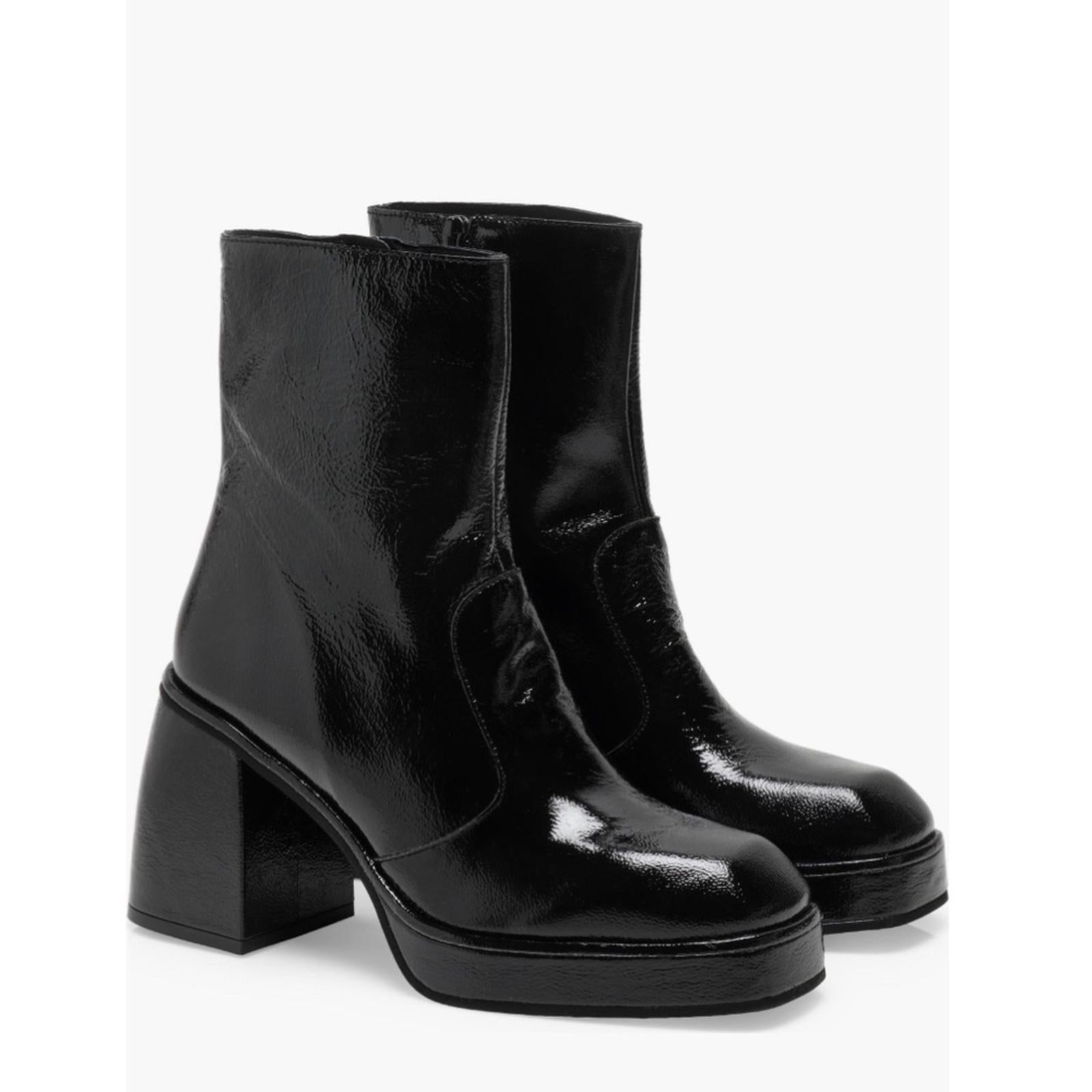Free People Ruby Platform Bootie in Black Patent, Size EU39 | US9 New in Box