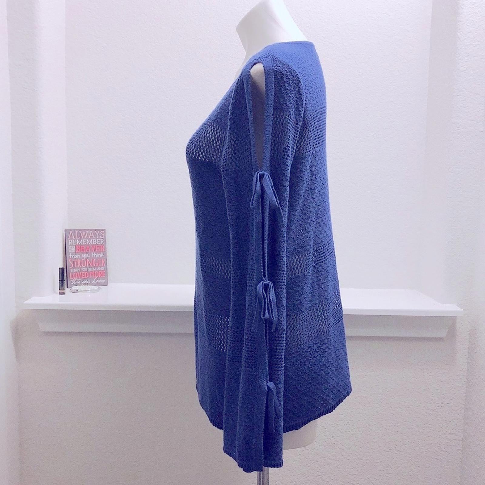Melissa Paige Knit Pullover w/Tiered Sleeves in Blue, Size XL NEW w/o Tag
