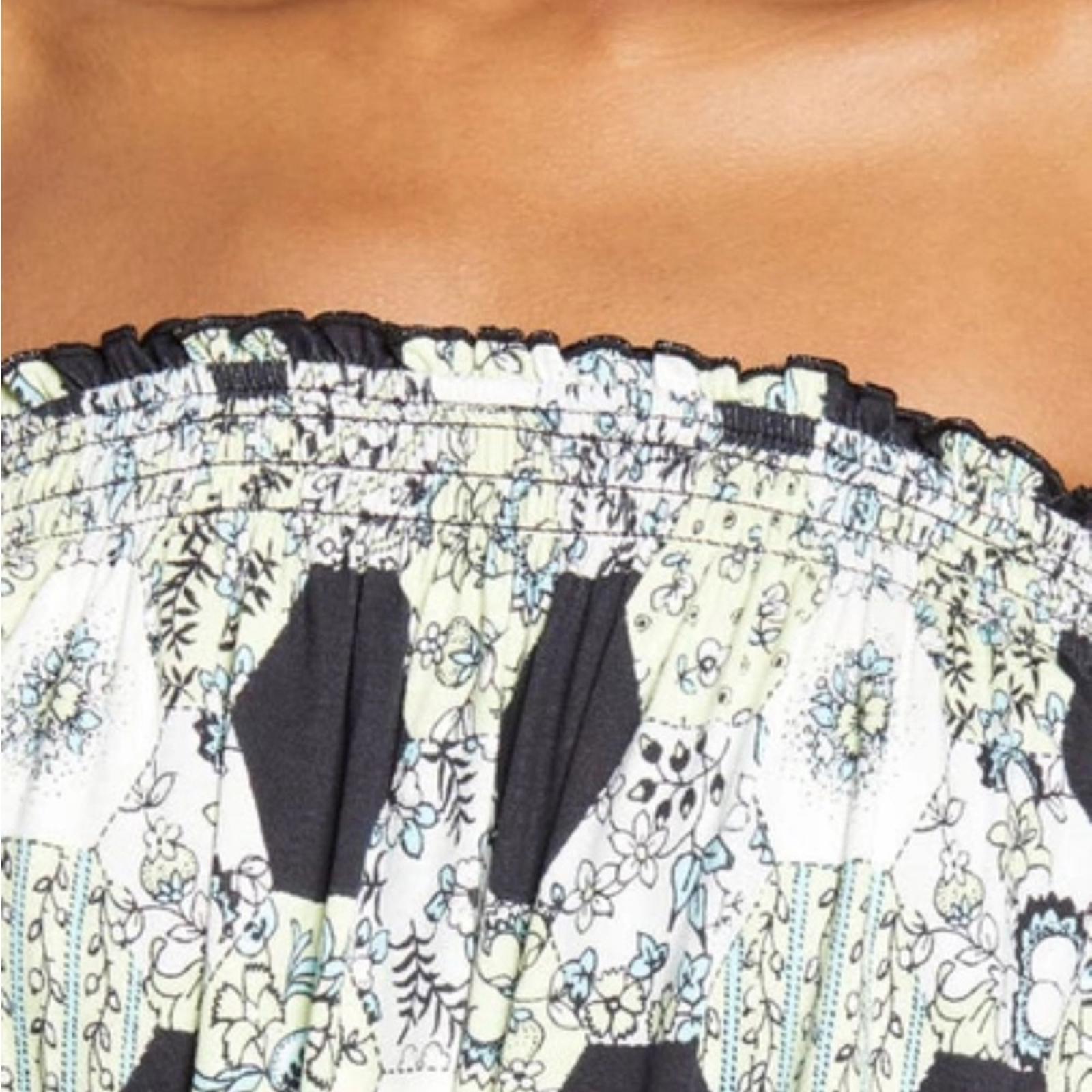 BP. Print Off the Shoulder Romper in Black Green Honeycomb Floral Size XS, NWT