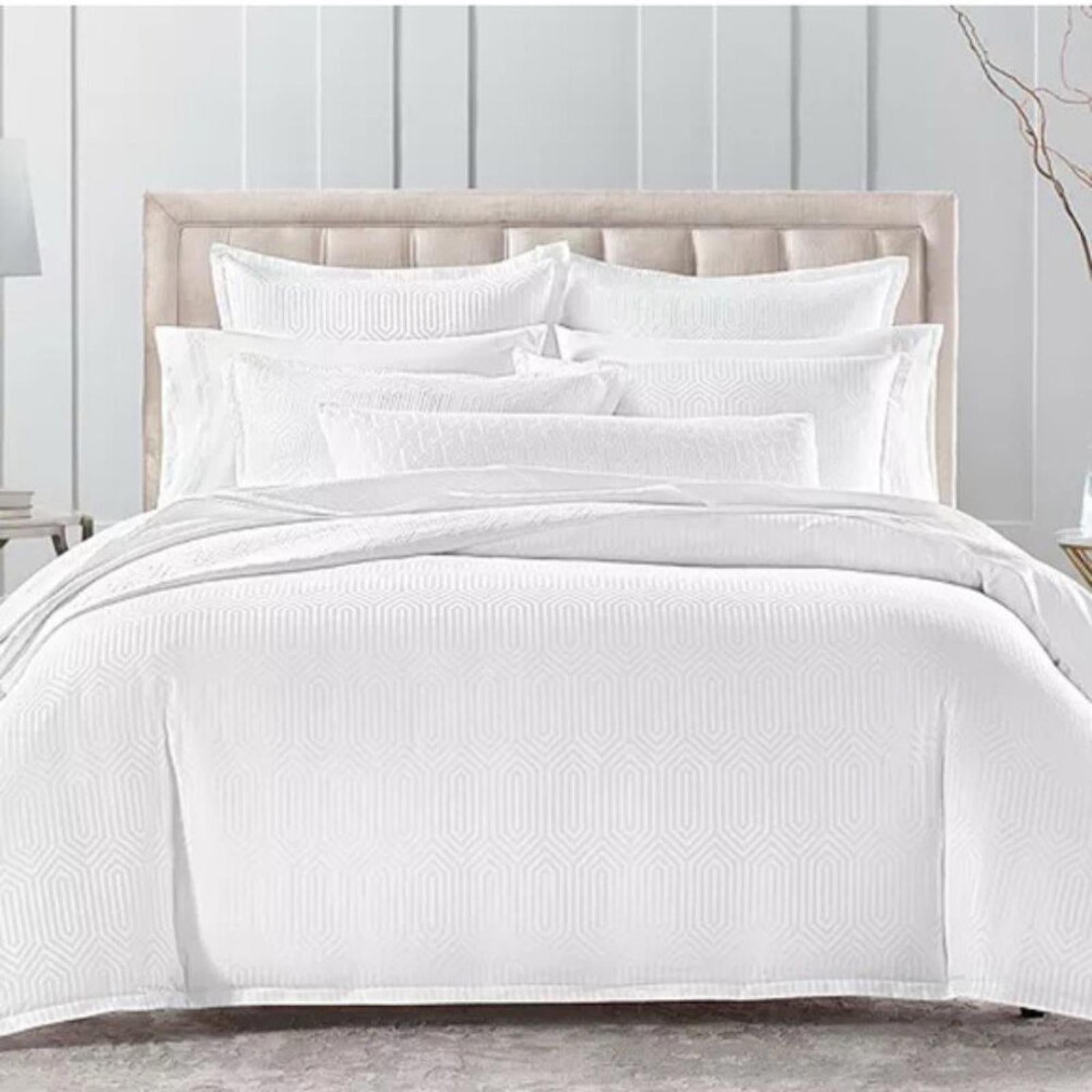 Hudson Park Collection Italian Tivoli Jacquard Euro Sham in White, Made in Italy