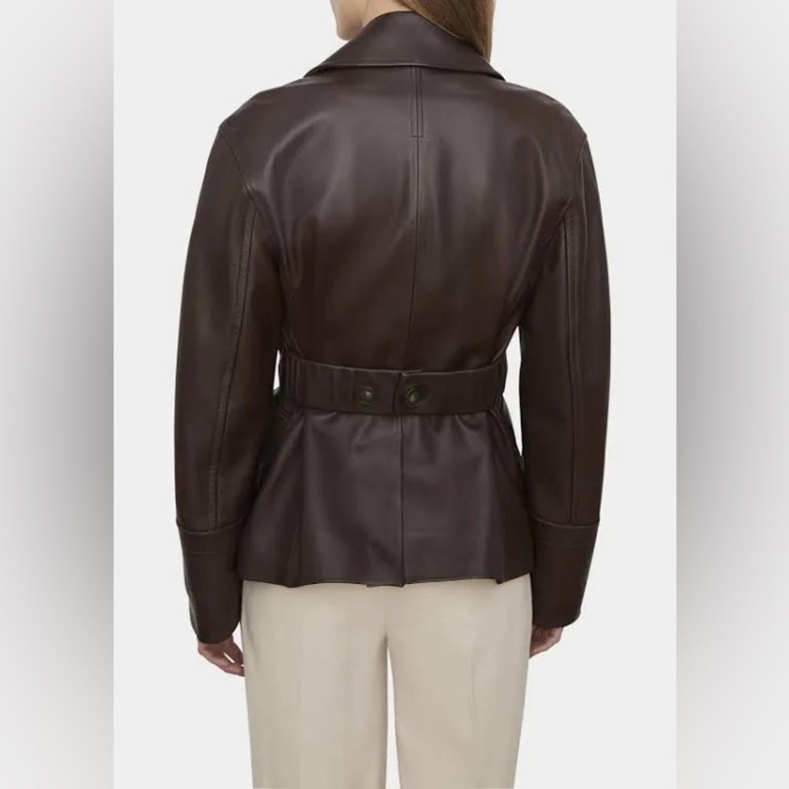 Vince 100% Lamb Leather Safari Jacket in Brown, Size M New w/Tag Retail $1495