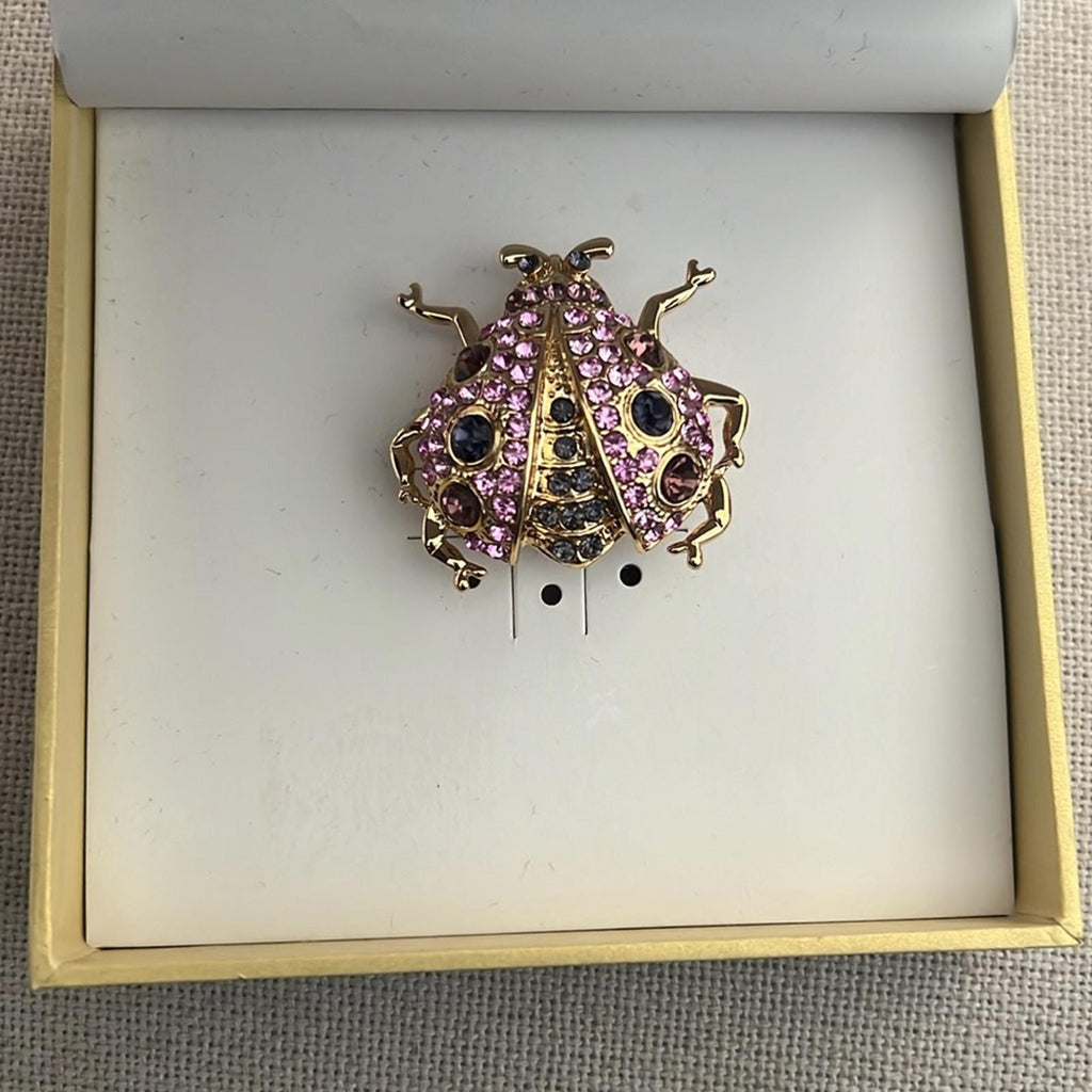 Charter Club Gold-Tone Crystal Bug Pin/Brooch in Gold/Purple New in Box