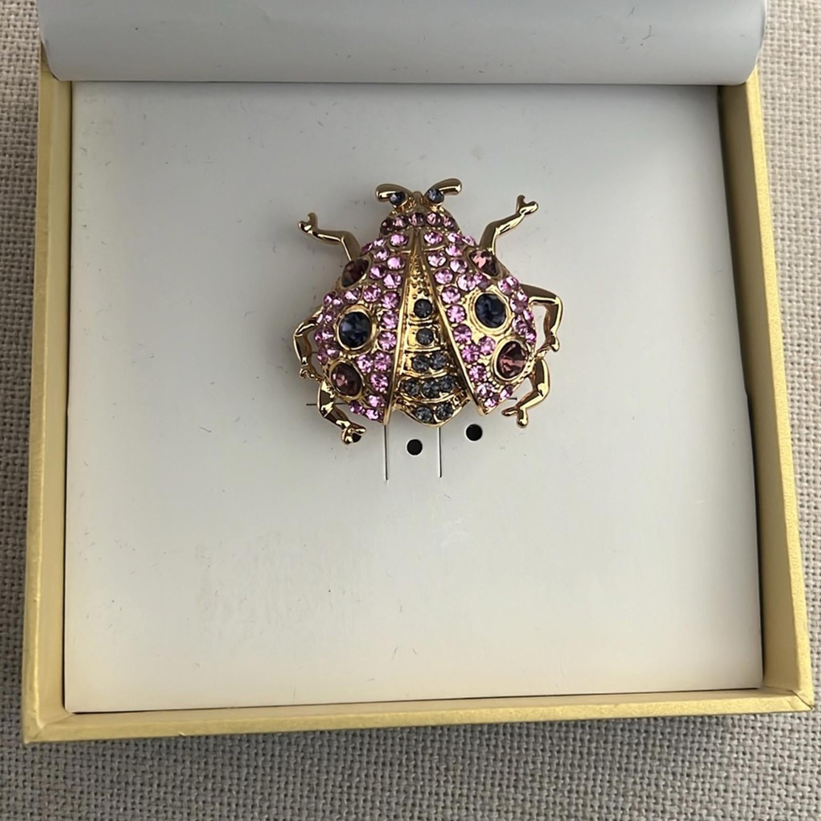 Charter Club Gold-Tone Crystal Bug Pin/Brooch in Gold/Purple New in Box