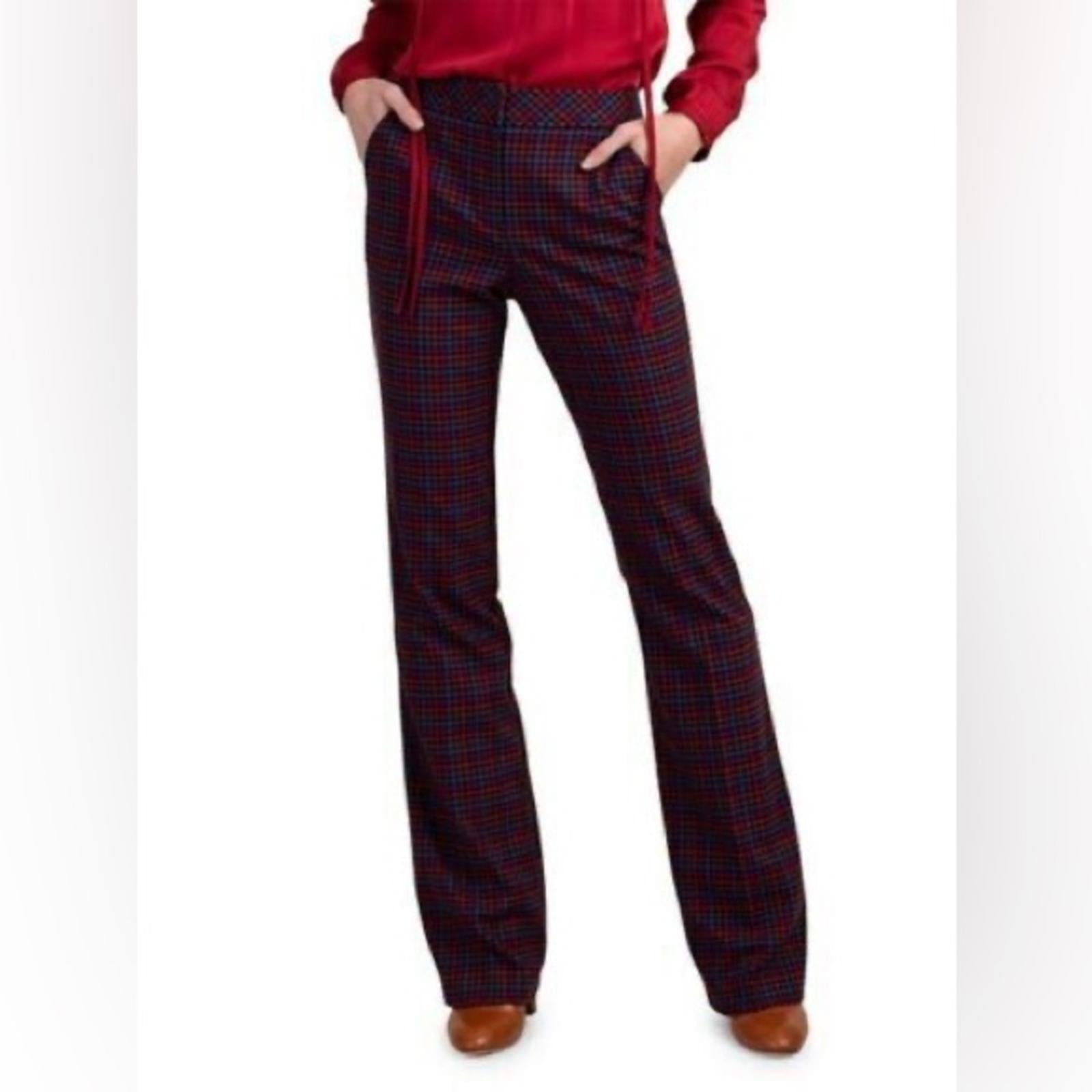 Trina Turk The Willis Flare Pants Multicolor Houndstooth Print Size 0 EXCELLENT!