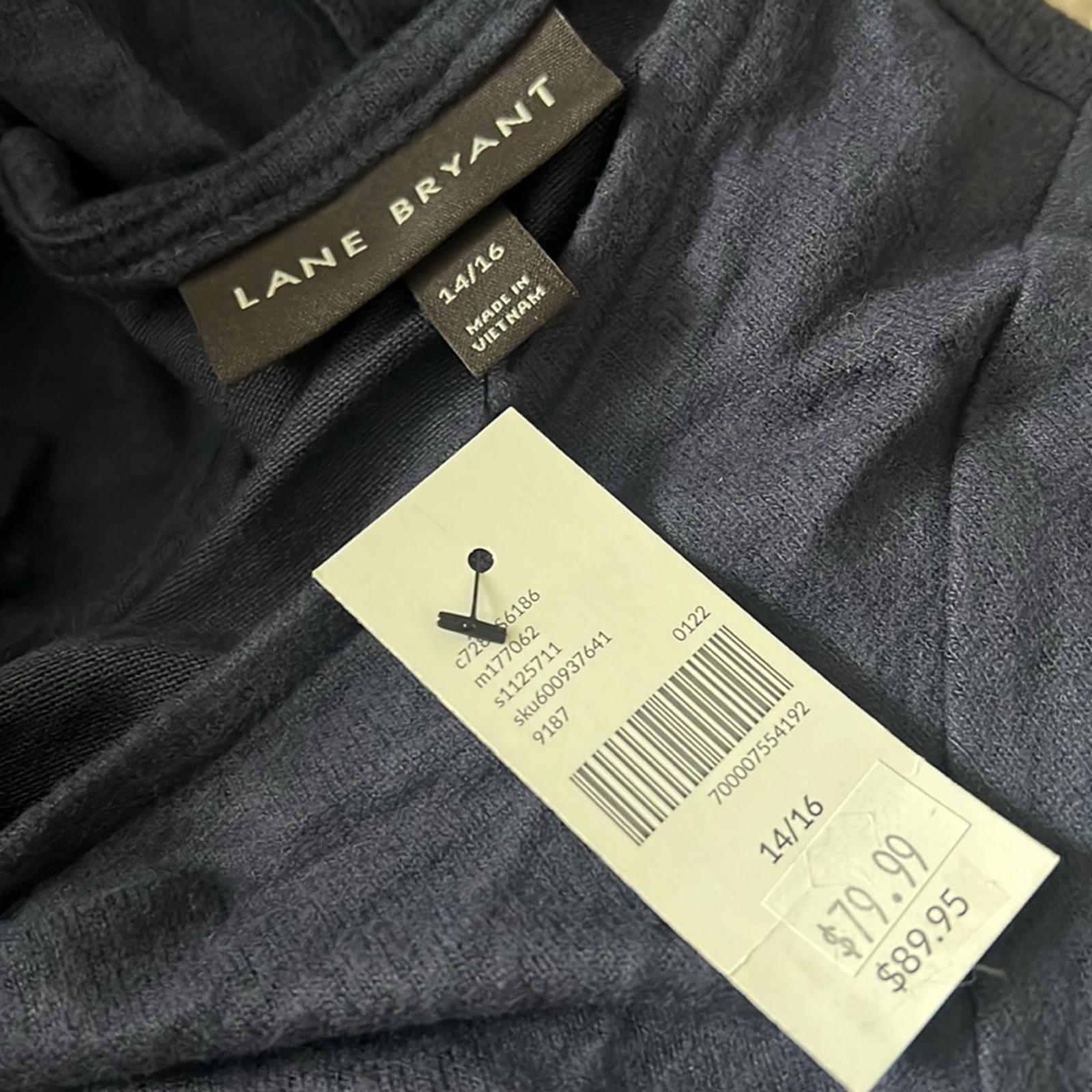 LANE BRYANT NWT Ruched V-Neck Hacci 3/4 SLV Weekend/Lounge Navy Jumpsuit 14/16