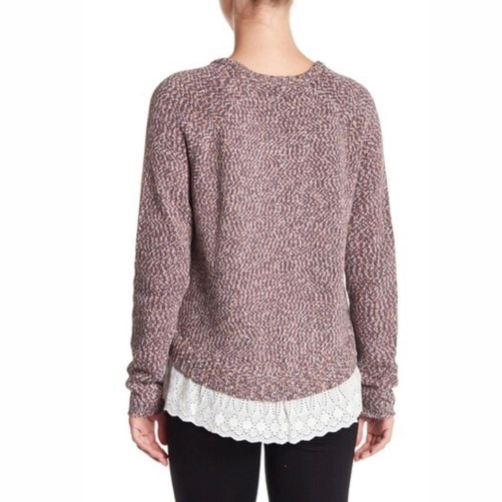 Tart Eyelet Hem Crewneck Sweater in Tan Grey, Size L New w/Tag
