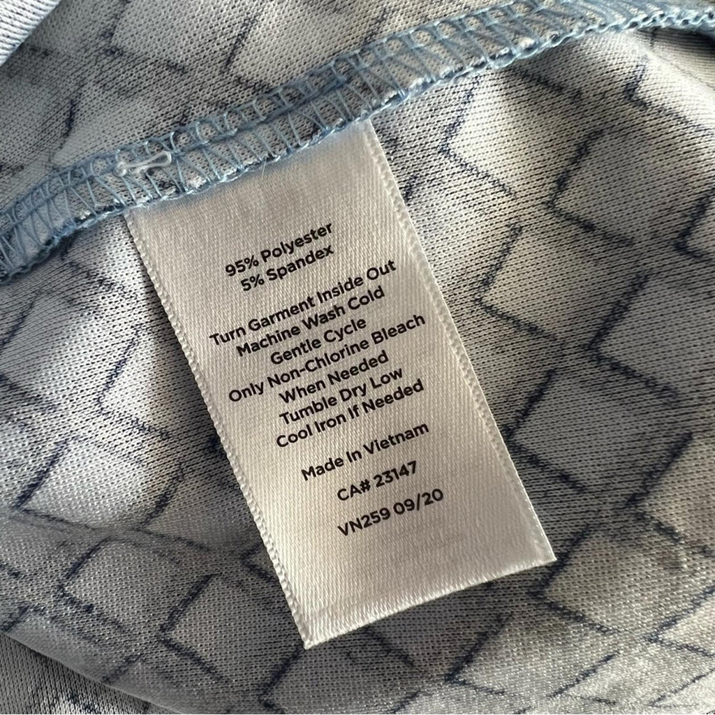 Talbots Smocked Cuff Blouse Trellis Print in Blue, Plus Size 3X NEW w/o Tag