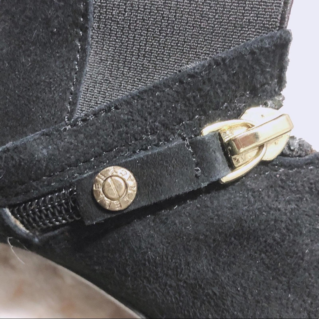 Ellen Tracy Bree Pointed Toe Suede Ankle Boots in Black, Size 10