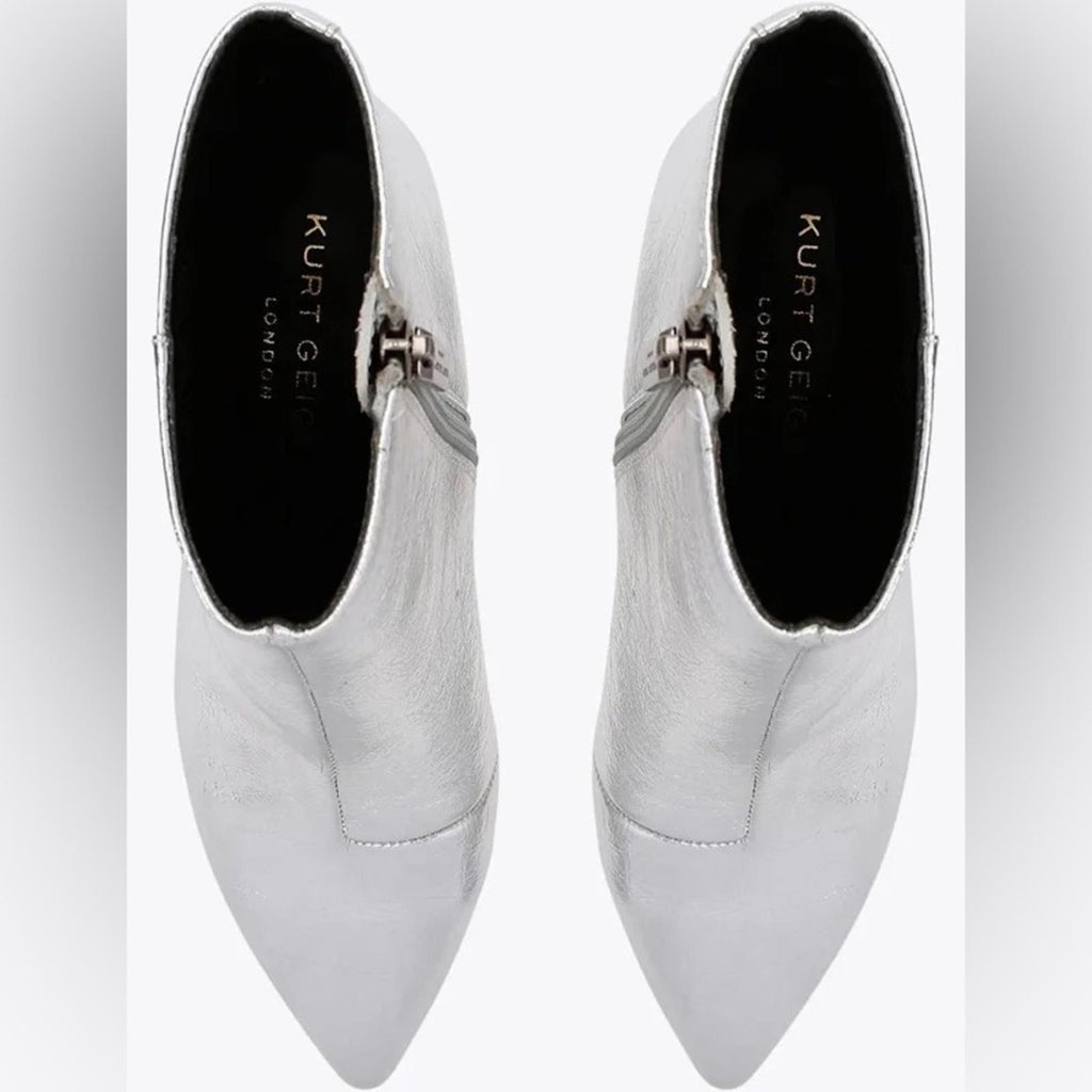 Kurt Geiger Burlington Block Heel Ankle Booties, Silver Size EU 37, New w/o Box