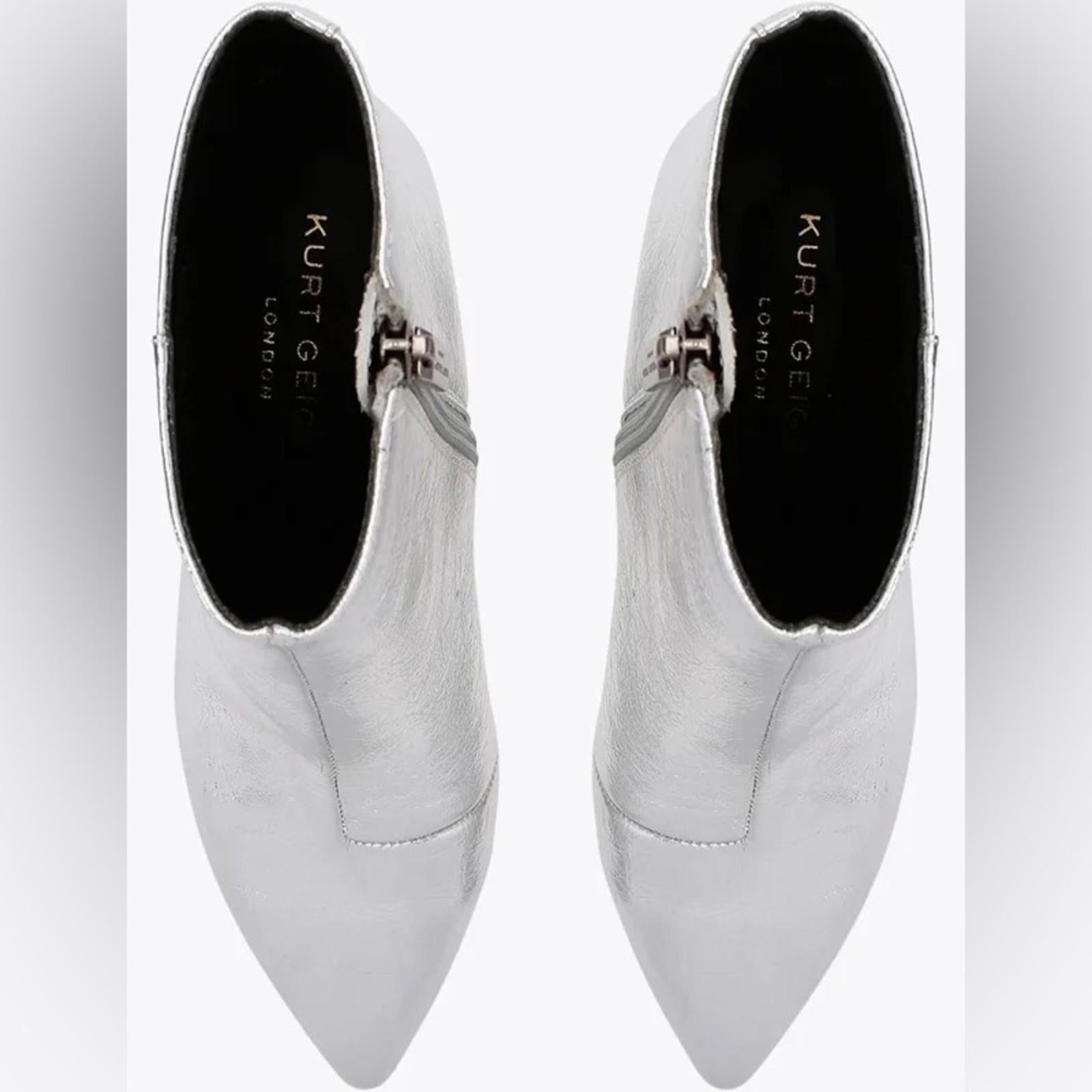 Kurt Geiger Burlington Block Heel Ankle Booties, Silver Size EU 37, New w/o Box