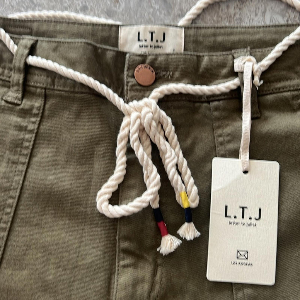 L.T.J Letter to Juliet Zip Cuff Utility Pants in Grey, Size L New w/Tag