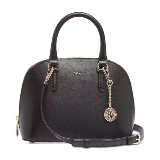 DKNY Bryant Dome Satchel with Convertible Strap, Black w/Gold Tone, New w/Tag