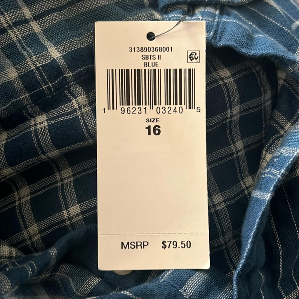 Polo Ralph Lauren Plaid Double-Faced Cotton Shirtdress in Blue, NWT, Size 16