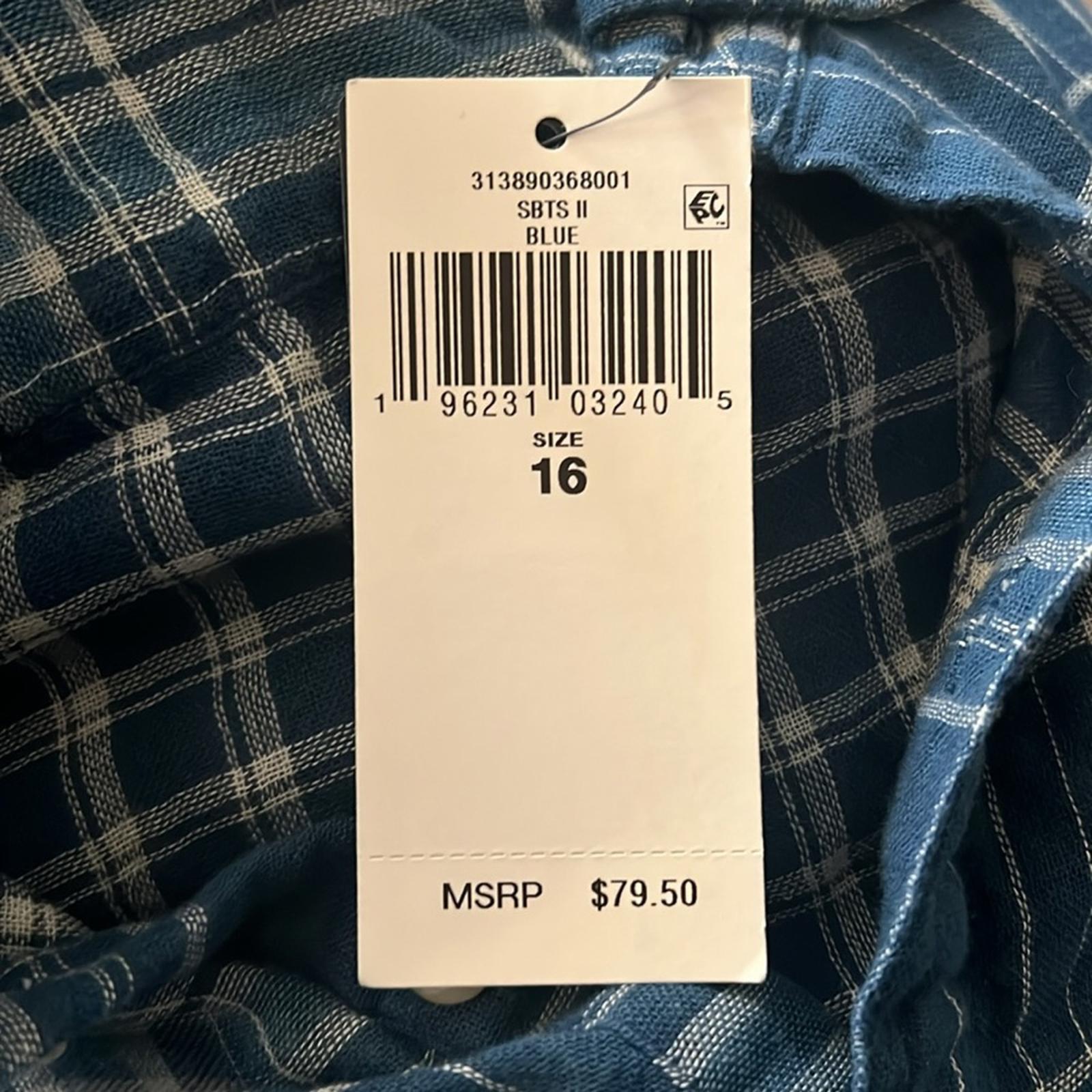 Polo Ralph Lauren Plaid Double-Faced Cotton Shirtdress in Blue, NWT, Size 16
