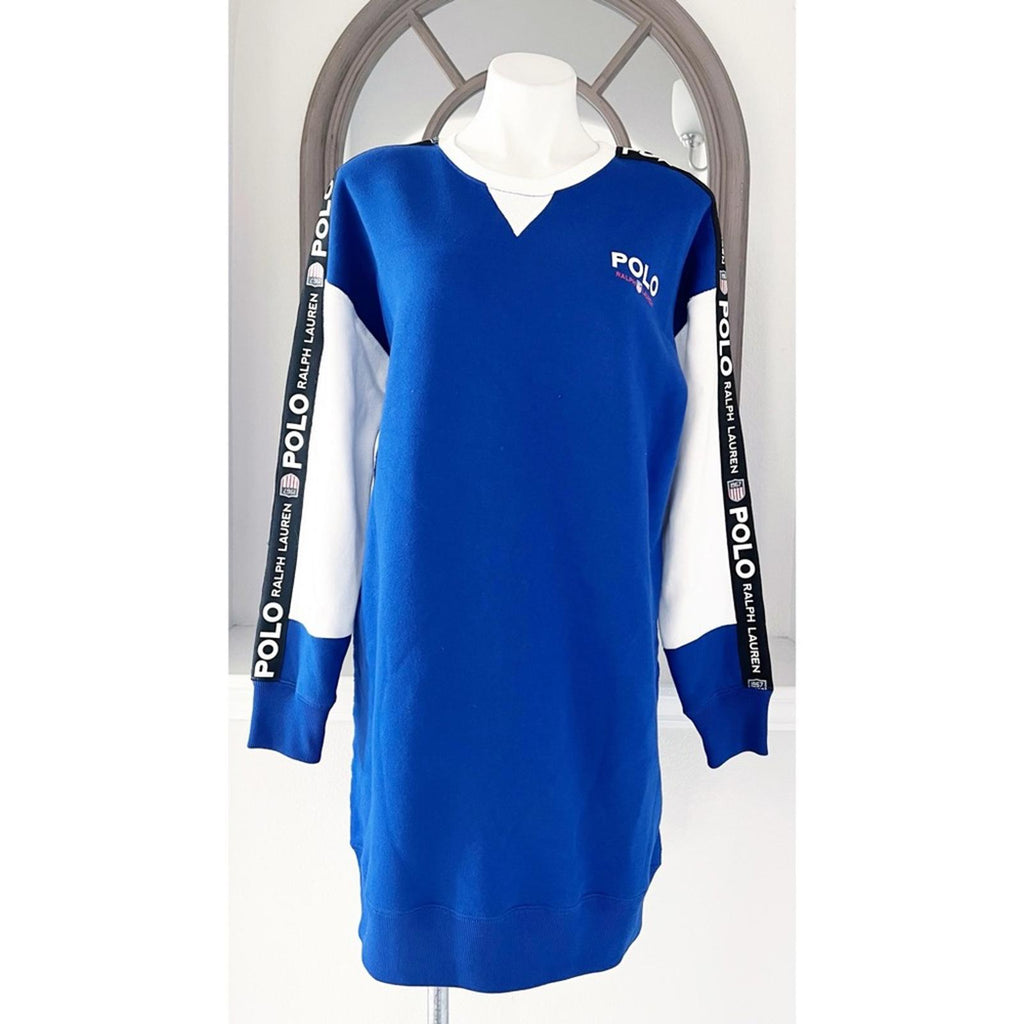 RARE* Polo Ralph Lauren Long Sleeve Rétro Dress in Blue, Size M New w/Tag $348