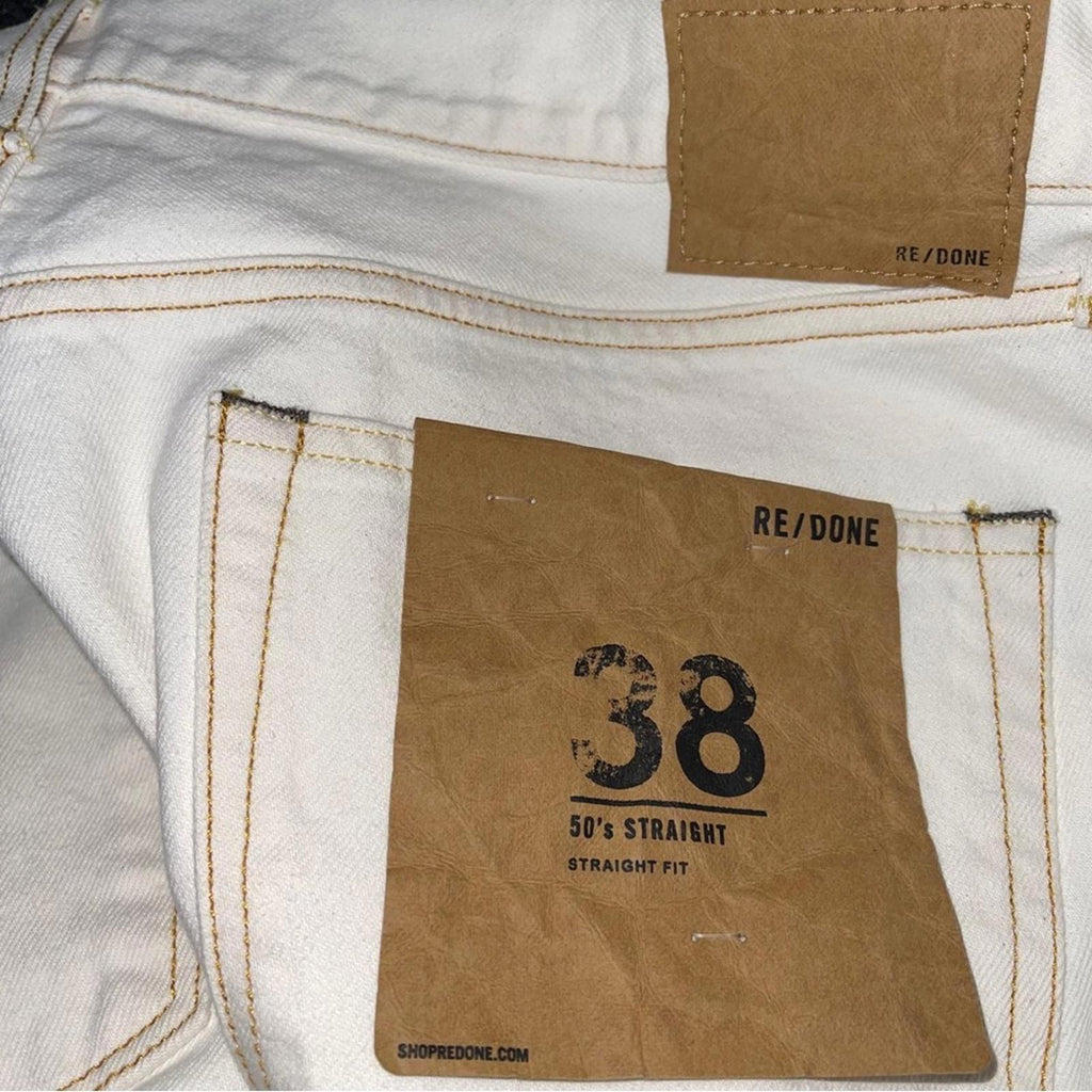 RE/DONE 50s Straight Jeans in Faded White, Size 38 New w/Tag $295