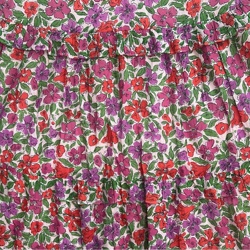 Banjanan Twiggy Floral Print Tiered Dress, Melodic Floral Bonbon, Size XS NWT