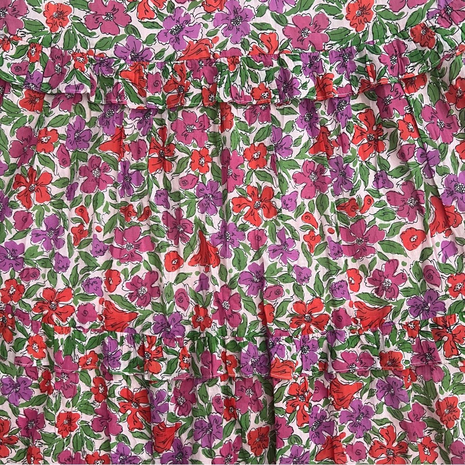 Banjanan Twiggy Floral Print Tiered Dress, Melodic Floral Bonbon, Size XS NWT