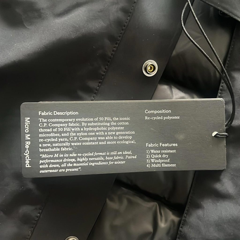 C.P. Company Micro M Re-Cycled Long Parka Coat, Black Size 52/XL NWT Retail $925