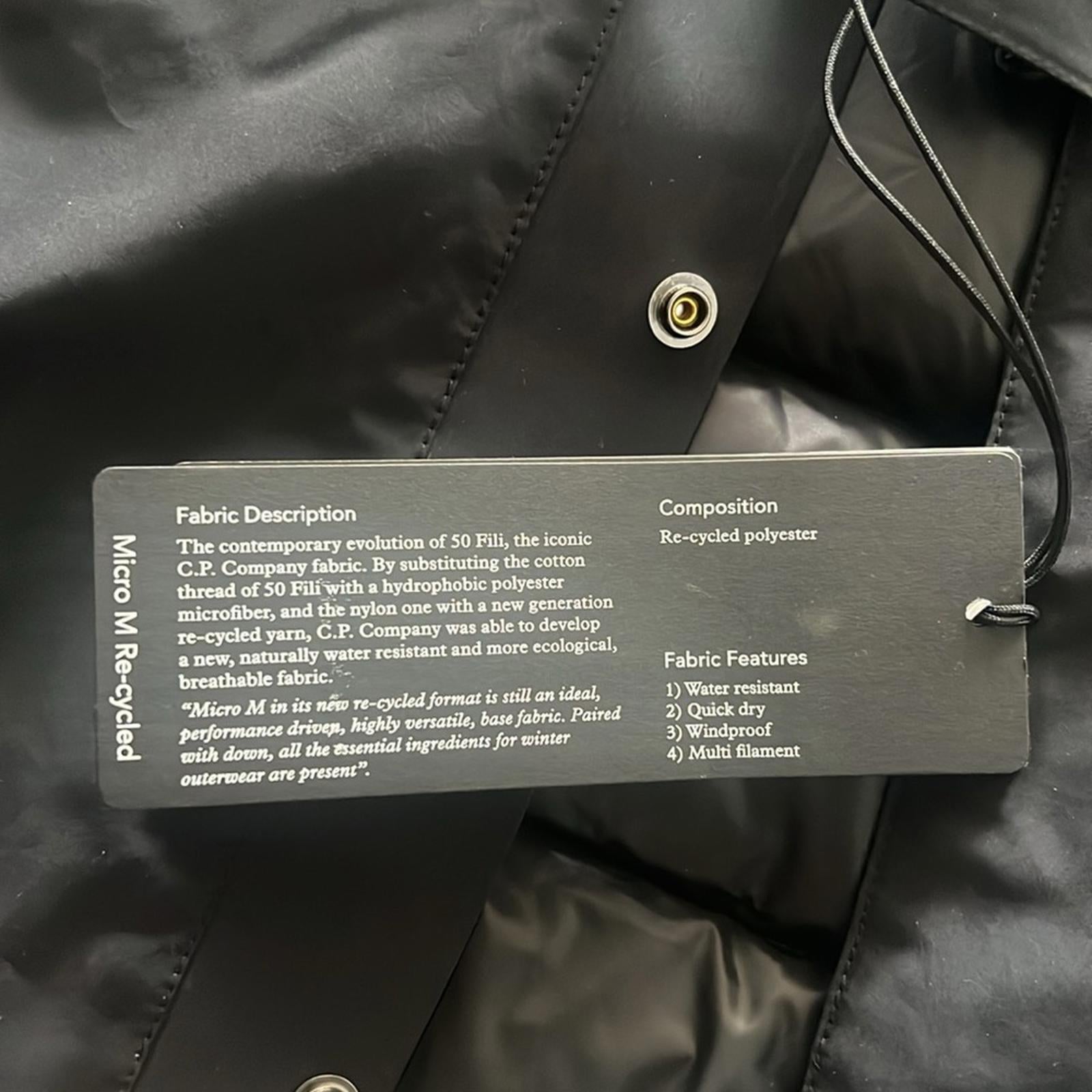 C.P. Company Micro M Re-Cycled Long Parka Coat, Black Size 52/XL NWT Retail $925
