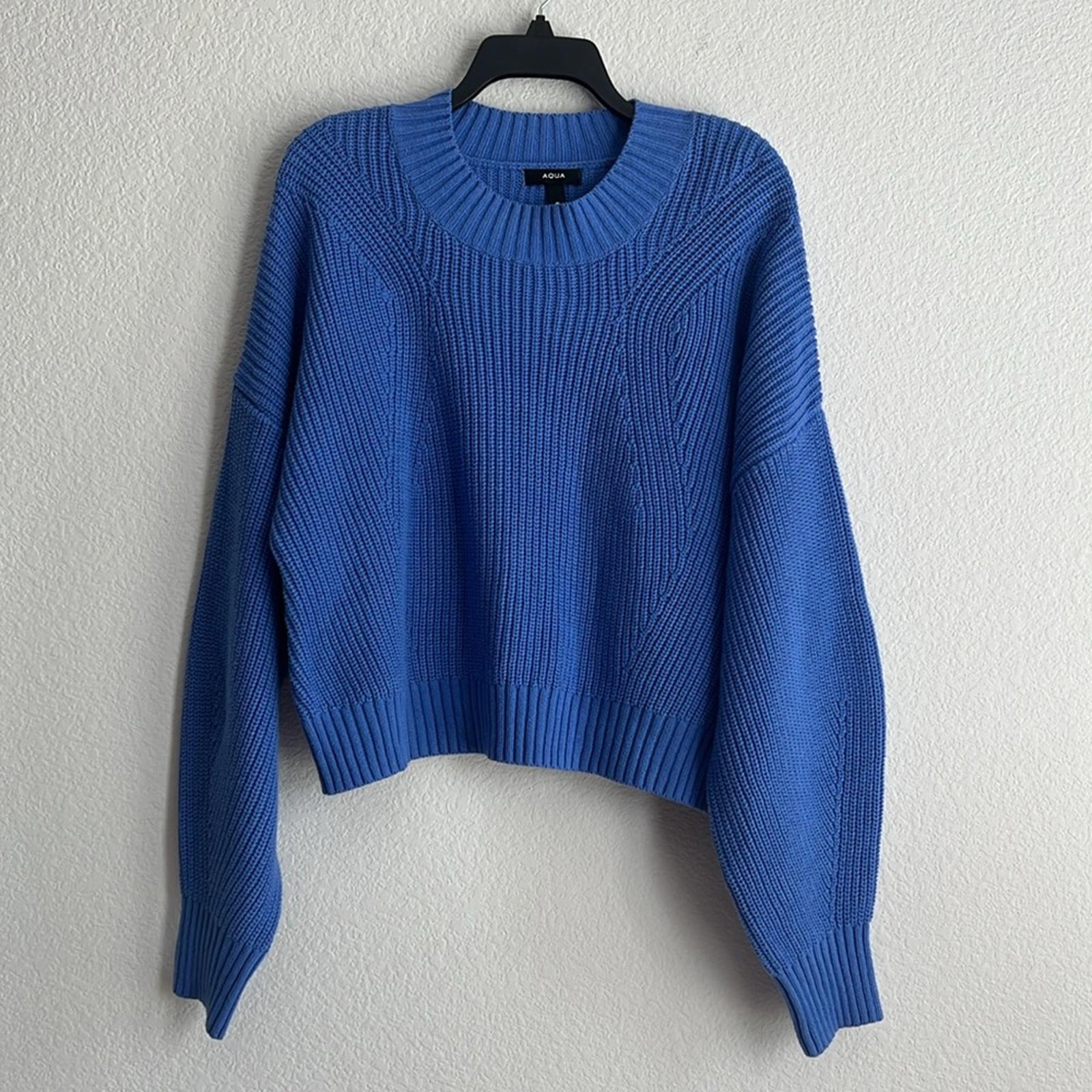 Aqua Bloomingdale's Mia Mock Neck Cropped Sweater in Periwinkle, NWT, Size XL