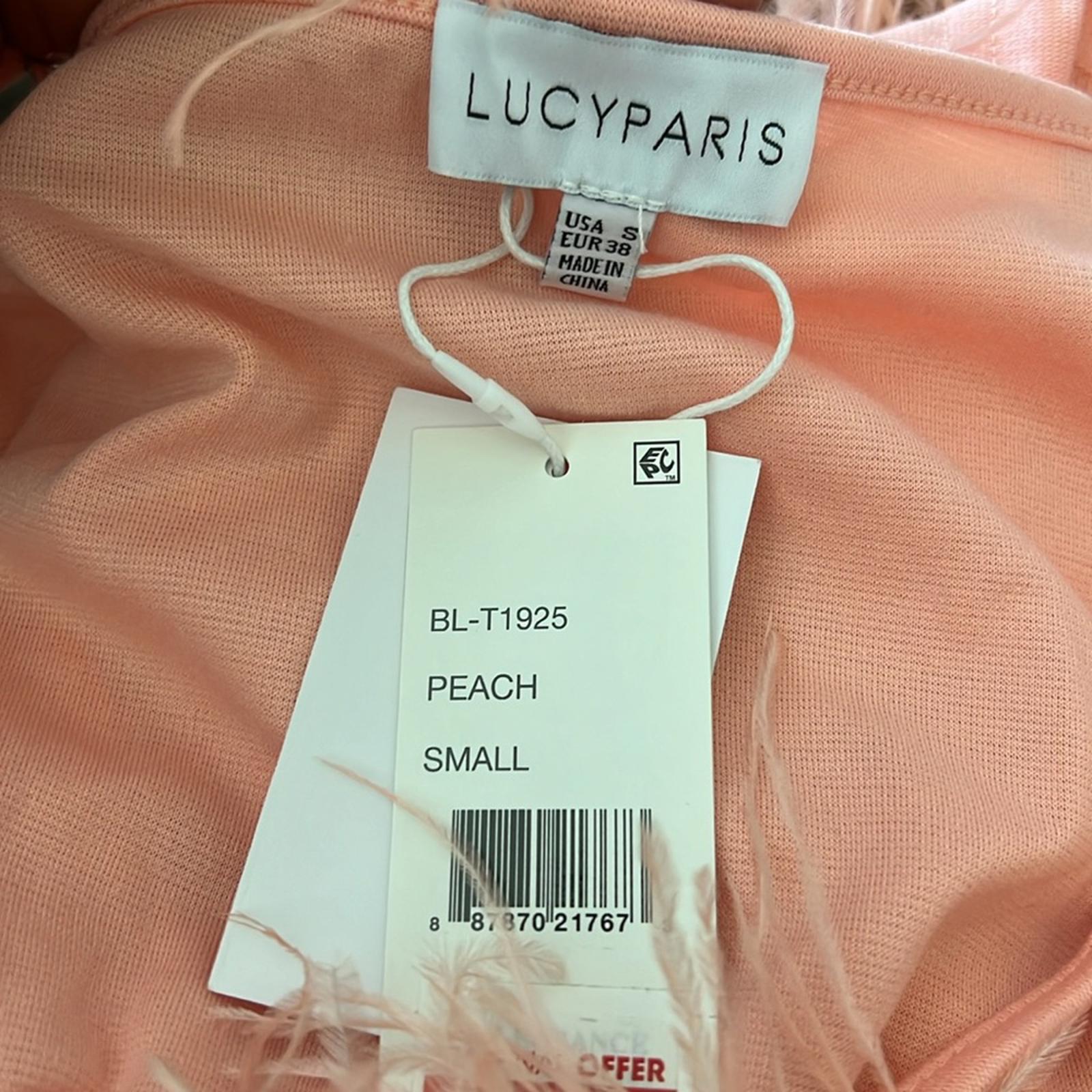 Lucy Paris Aida Feather Top, Peach Size S New w/Tag