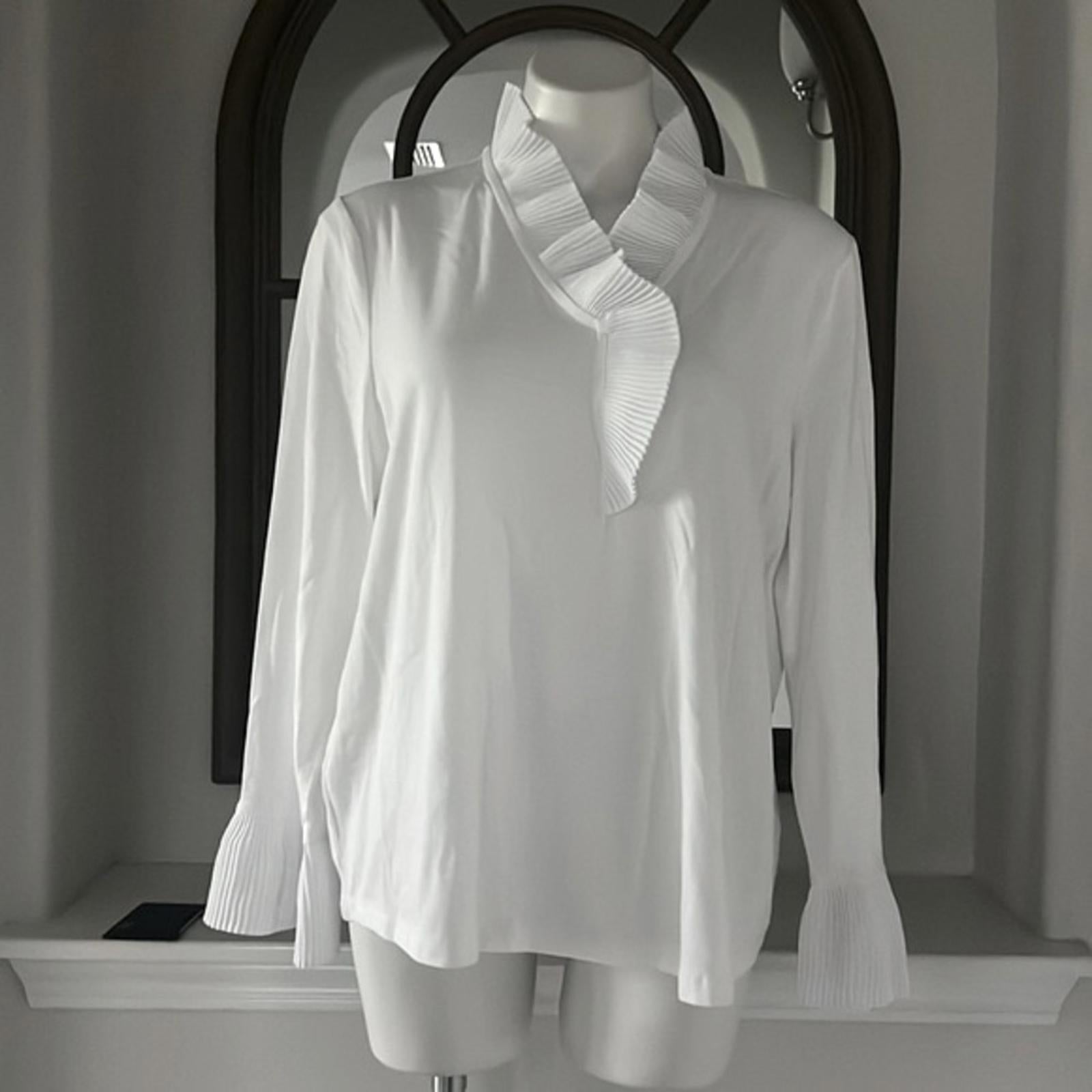 Nic+Zoe Ruffled Up Top Blouse, White, Size XL New w/Tag