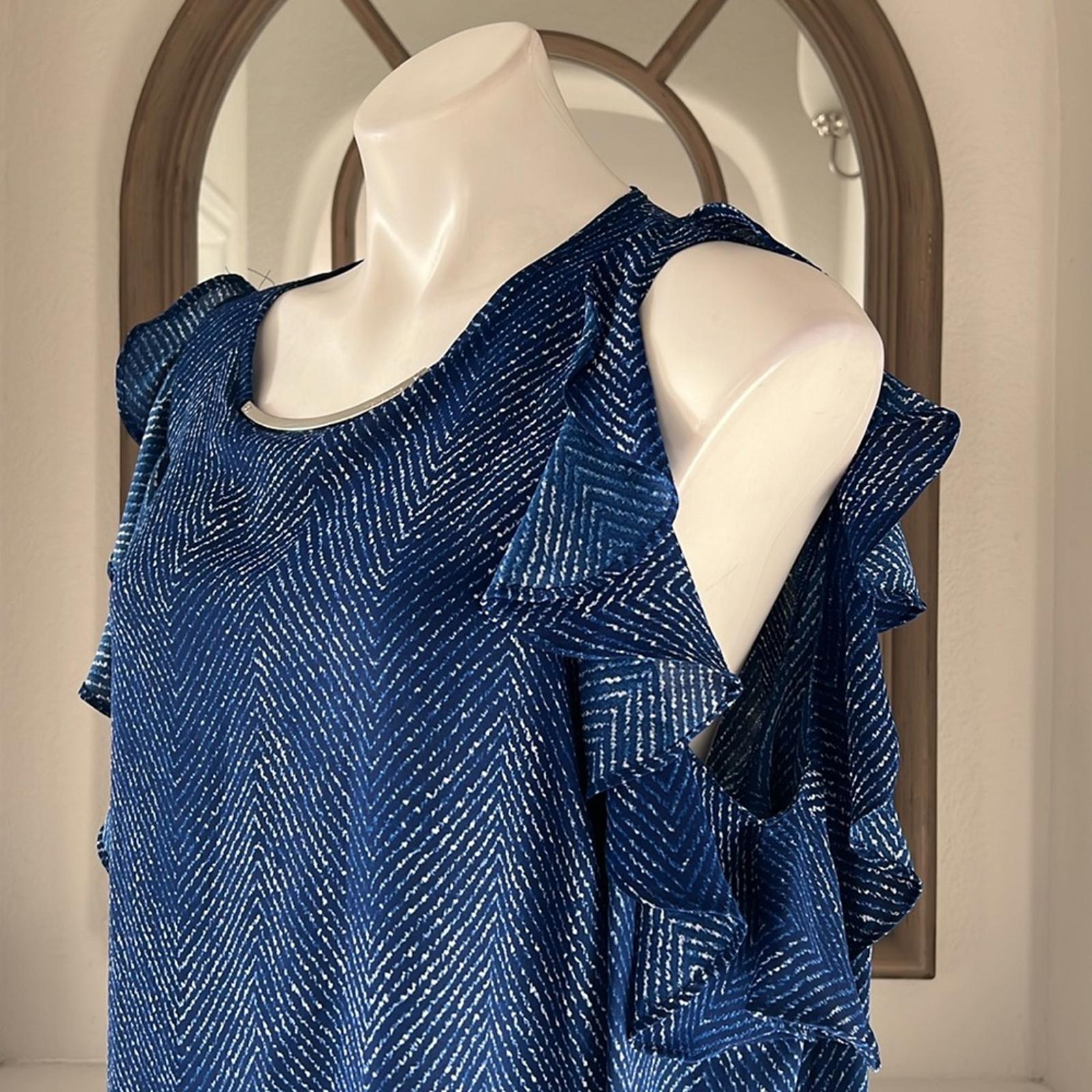 Michael Kors Cold Shoulder Ruffle Long Sleeve Blouse, Size XL $110 EXCELLENT